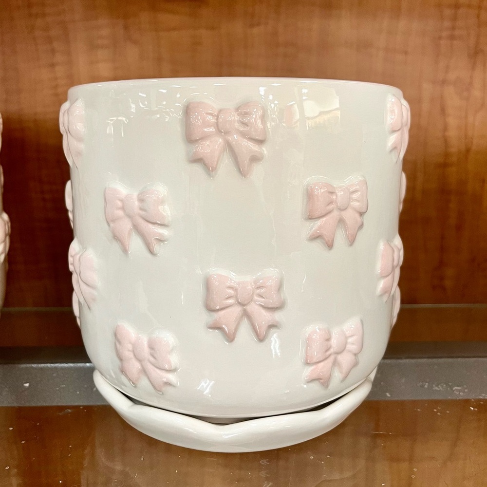 Viral Pink Bow Flower Pot Planter